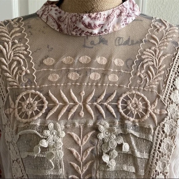 🦄UNICORN FIND🦄NWT Free People | Fiona Lace Peasant Blouse - Picture 12 of 14